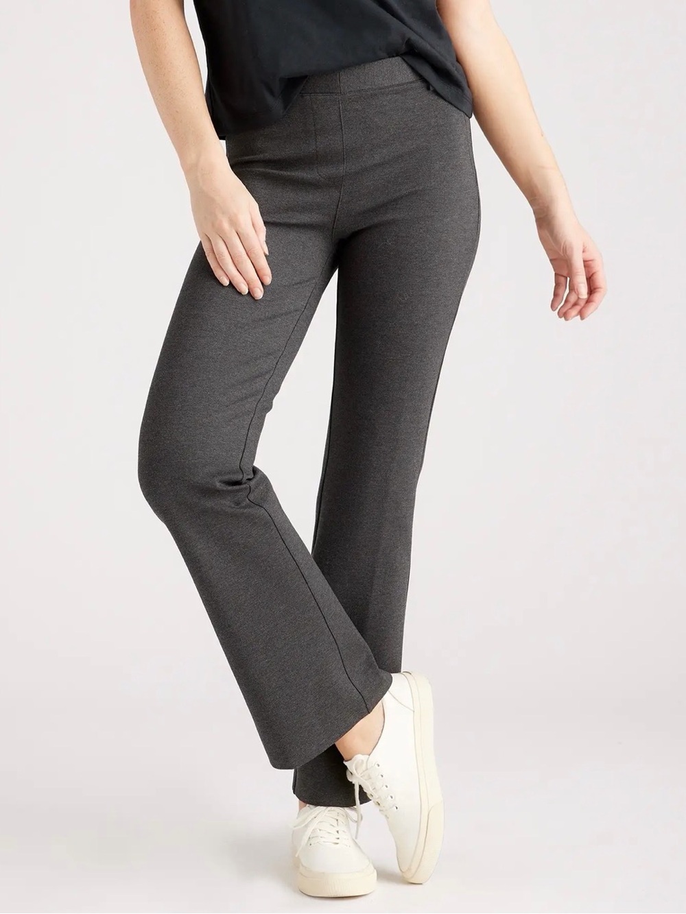 Quince women's Ultra-Stretch Ponte Bootcut Pants Heather gray Sz Large
